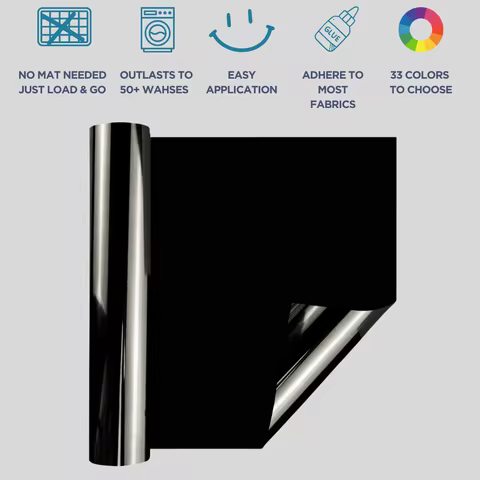 5.5inx5FT/10FT PU Smart Iron on Vinyl For Cricut Joy Matless cutting for long cut up to 6ft Apply On