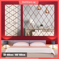 3D Mirror Wall Sticker Removable Acrylic Mirror Tiles Self Adhesive Mirror Wall Decal for Home Decor SHOPSKC2529