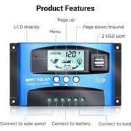 MPPT Solar Charge Controller 100 Amp,Solar Panel Regulator 12V/24V Dual USB Port Solar Panel Charger