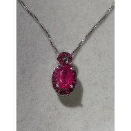 #A449 100% Natural Ruby Pendant Plated 14K White Gold H11.8m (FreeNecklaceChain)