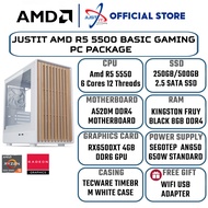 JUSTIT AMD R5 5500 BASIC GAMING PC PACKAGE ( 8GB / 240GB & 480GB / RX 6500 XT & GTX1650 & RTX3050 6G