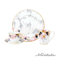 NORITAKE 月影浮花-單人5件組下午茶(咖啡杯+馬克杯+點心盤)