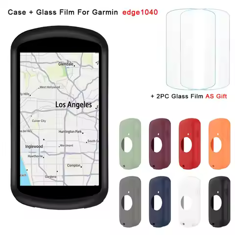 Tempered Glass Film + Silicone Case For Garmin Edge 1040 Bike Bicycle Computer Stopwatch Screen Prot