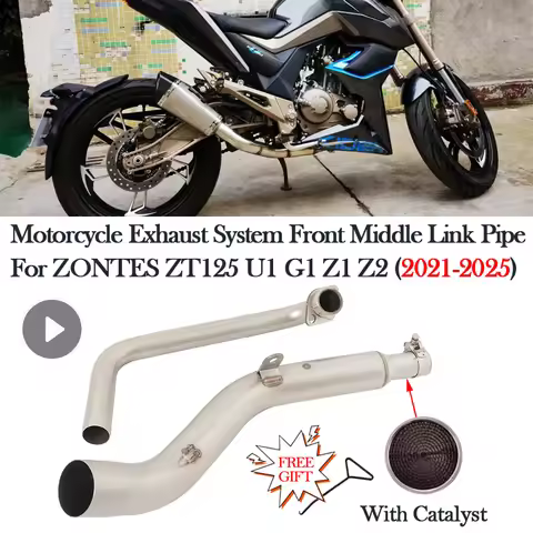 Motorcycle 51MM With Catalyst Exhaust Muffler Escape Moto Front Link Pipe For ZONTES ZT125 U1 G1 Z1 