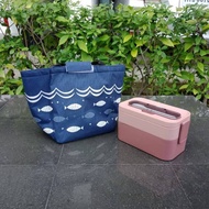 Lunch Box 2-Layer Lock Lid With Spoon And Chopsticks * 1 Bag*