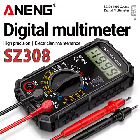 ANENG SZ308 Square Wave Digital Tester 1999 Counts HFE Triode Buzzer Multimeter AC/DC Voltage 10A Cu