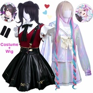 Game Needy Girl Overdose Cosplay Costume Wig Shoes Anime JK Uniform Leather Skirt Set Abyss KAngel A