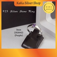 Original 925 Silver 3mm CZ Purple Stone Ring For Women | Perempuan Cincin Batu CZ Ungu Perak 925 | Ready Stock