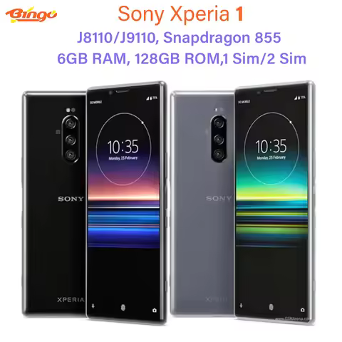 Sony Xperia 1 J8110 J9110 128GB ROM 6.5" Octa Core Snapdragon 855 Triple 12MP 6GB RAM NFC Original C