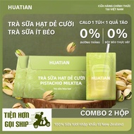 [COMBO 2 BOXES] HUATIAN Pistachio Flavored Milk Tea Convenient Zip Bag, Low Kcal Drinks, 140g (20gx7