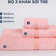Bộ 3 khăn tắm gội mặt sợi tre mềm mại siêu thấm hút Royal Towel
