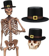 Geyoga 12 ft Skeleton Pilgrim Hat 12 ft Skeleton Halloween Decorations Outdoor Giant Skelly 12 Foot 