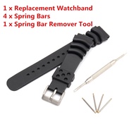 Rubber Watch Band Silicone Sports 18mm 20mm 22mm 24mm Diver Black Wristband Strap Bracelet Spring Bars Tool Set for Seiko Watch