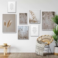 Scandinavian Modern Poster Canvas Wall Art Print Pictures Text Landscape Dried Flowers Reeds Living Room Decorative Painting