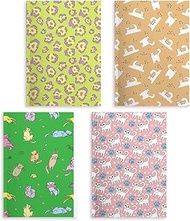 DIENGDAED Cat Notebooks for Work, 4 Pcs A5(8.26x5.7inch) College Ruled Notebook Journal for Women, C