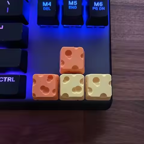 4pcs 3D Printing Chesse Cake Keycap Creative Design Universal Cheese Artisan Keycap Food Shaped Funn