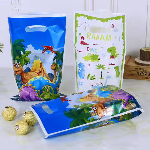 10pcs Dinosaur Party Gift Bag Jurassic World Dinosaur Fossil Birthday Party Decorations Kids Gifts B