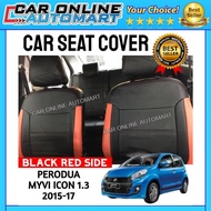 Perodua Myvi Icon 2015-17 (1.3) Black with Red Side Car Seat Cover PVC Leather Cushion Cover