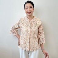 เสื้อลูกไม้คอตตอน ซับในลินิน ผู้ใหญ่ อก 38" 40" 42" 44" 46" 48" 50" อินกะออย In Ka Oil สีดำ/น้ำตาล/ฟ