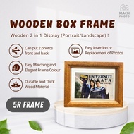 【Mach Photo】5R Double-Sided Frame Brown 2 Photos Horizontal Landscape Vertical Portrait Free Matte P