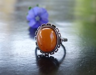 古董老蜜蠟 琥珀 戒指 2.7克 非二代琥珀 天然原礦 蜜蠟 Amber