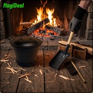 MagiDeal Black Ash Container Set Metal Fireplace Ash Container Arched Handle Home Maintenance Textur
