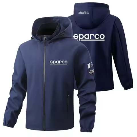 SPARCO Men's Racing Hooded Jacket, Outdoor Leisure Sports Climbing Zipper Coat, Windproof & Waterpro