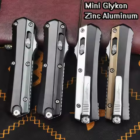 Glykon Mini Style Micro OTF Knife Tech Pocket Knives M390 Blade Outdoor Camping Self Defense Zinc Al