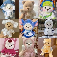 30cm Lina bear doll small clothes plush bear clothes online red shark hat suspender pants set teddy 