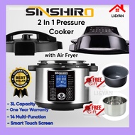 Sinshiro 2IN1 Pressure Cooker 二合一气压锅 空气炸锅  Air fryer Air Fried 6L Rice Cooker Non Stick Pot Periuk Elektrik