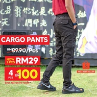 Cargo Pants [Stretch Slim Fit Pants] Jogger Slack Murah Unisex GOOD QUALITY MEN CARGO PANTS / SELUAR KERJA LELAKI / WORKER PANTS Seluar Kargo Slack 6 Poket Kain Tebal Cargo Pant Multi Pocket Seluar Kerja / Workwear Elasticated Waist Slim-Fit Cargo pants