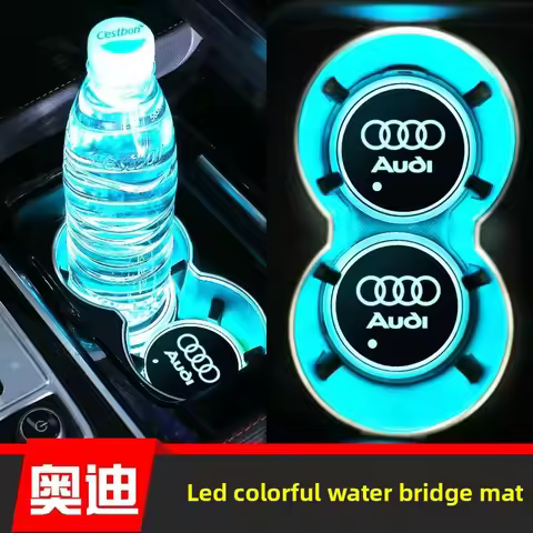 7 Color LED Car Cup Holder Light Luminous Coaster Water Cup Pad For Audi Sline A3 A4 A5 A6 A7 A8 Q3 