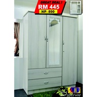 Almari Baju 45" Model : 727(A) P ✅ Model 937C Cream ✅  9737C 3 Door Wardrobe ✅ 4 feet With Mirror