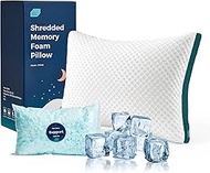 LINSY LIVING Cooling Shredded Memory Foam Pillow, Gel Infused Pillow with Tencel™ Washable Cover, Adjustable Firm Bed Pillows for Back, Stomach, Side Sleepers, CertiPUR-US &amp; Oeko-TEX Certified, King