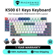 Machenike K500 B61 Mechanical Keyboard, Wired Keyboard, Wired/2.4G Wireless/Bluetooth Keyboard, 60% Keys Hot-swappable RGB Backlit