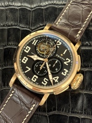 🌈🌈新返貨啦🌈🌈Zenith Pilot Type20 Tourbillon 87.2430.4035🩶原裝灰黑面 玫瑰金鈦殼 48mm 連原裝鋼扣 淨錶🩶1740C（廣華街店）