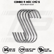 Set of 5 S-shaped Hangers - load capacity ~100 kg - Stainless steel hangers