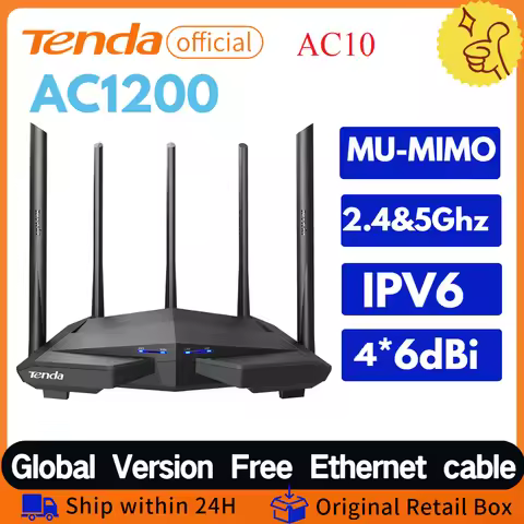 Tenda Official AC10 Router Gigabit Version 2.4/5GHz WiFi 1167Mbps WiFi Repeater 128MB DDR3 High Gain