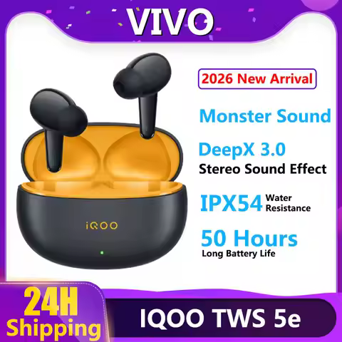 Original VIVO IQOO TWS 5e TWS Earphone Bluetooth 5.4 55dB Hybrid Adaptive Noise Cancellation Dual Mi