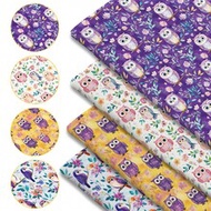 1pc Watercolor Owl Print Fabric - 59 X 19.68 Inches (150 X 50 Cm) Pre-Cut Polyester Fabric - Suitabl
