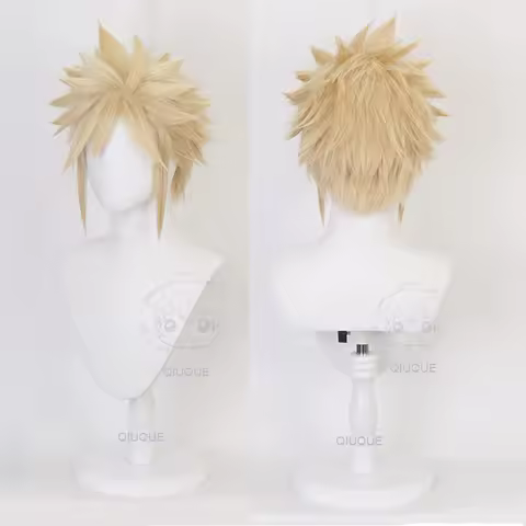 Anime Final Fantasy VII FF7 Cloud Strife Linen Blonde Cosplay Wig Heat Resistant Synthetic Hair Wigs