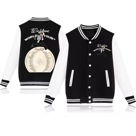 Conan Gray Wishbone World Tour 2026 Baseball Uniform Hoodie Jacket Harajuku Long Sleeve Sweatshirt F