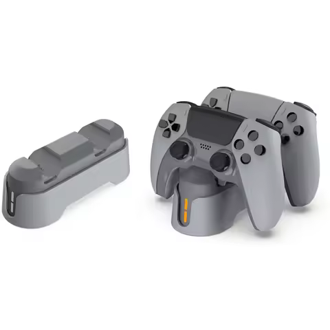 Grey Controller Charger Station for PS5 Dualsense Controllers Fast Dual Charging Stand Dock for Play