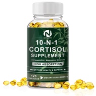 10-in-1 Cortisol Capsules with Ashwagandha for Balanced Cortisol, Relaxation, Deep Sleep Non-GMO