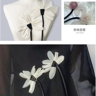 2pcs Organza Flower Patches for Clothes Tulle Flower Ribbons White Flower Brooch Pin Patch for Weddi