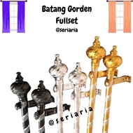 Full Set Curtain Rod, Threaded Curtain Pole, Full Set Curtain Rod, Iron Curtain Rod, Complete Set