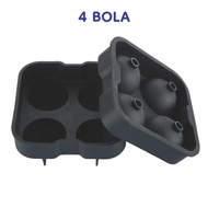 Miloku Cetakan Es Batu Silikon 4 Bola Bulat Ice Cube Mold Tray Agar Jelly Puding Buah Coklat Flexibl
