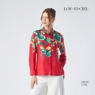 LOF-FI-CIEL Womans shirt emerald rose เสื้อเชิ้ตผู้หญิง แขนยาว สีแดง FBBORE