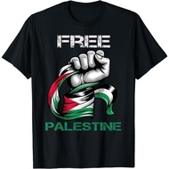 Vint F169 Love & Freedom Palestine Flag T shirt - Support Save Gaza Strip Design, Unisex Casual Wear