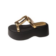 รองเท้าแตะ รองเท้าแตะตกแต่ง Sense Of Style รองเท้าแตะแบนอย่างมีนัยสําคัญเพิ่มความสูงรองเท้าแตะเอฟเฟก